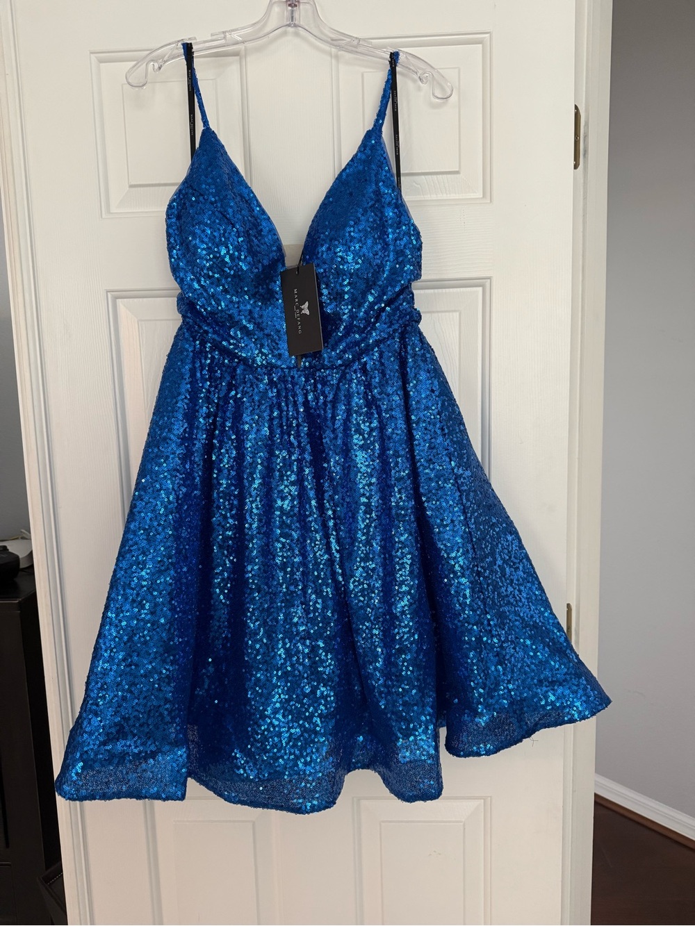 Mac Duggal Electric Blue Sequin Mini Dress